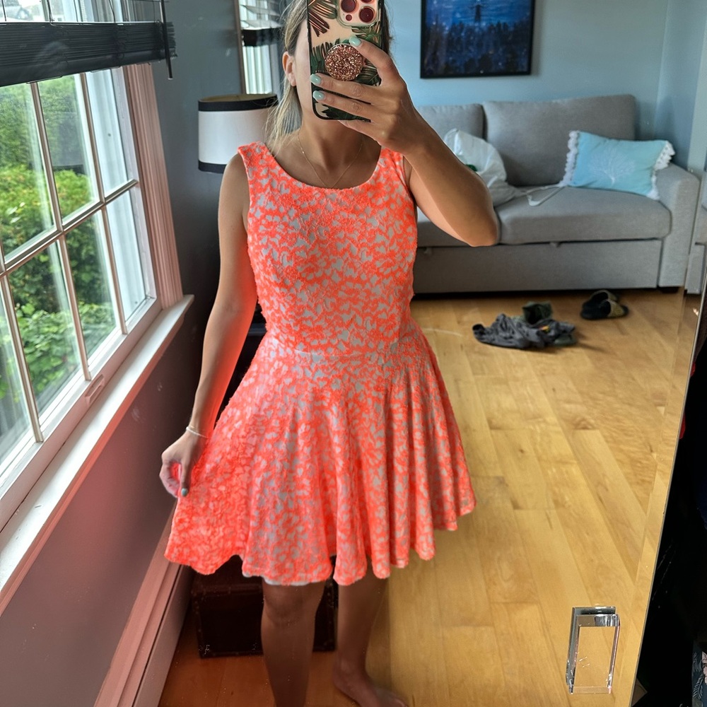 Guess white and coral A line dress -xs🪸